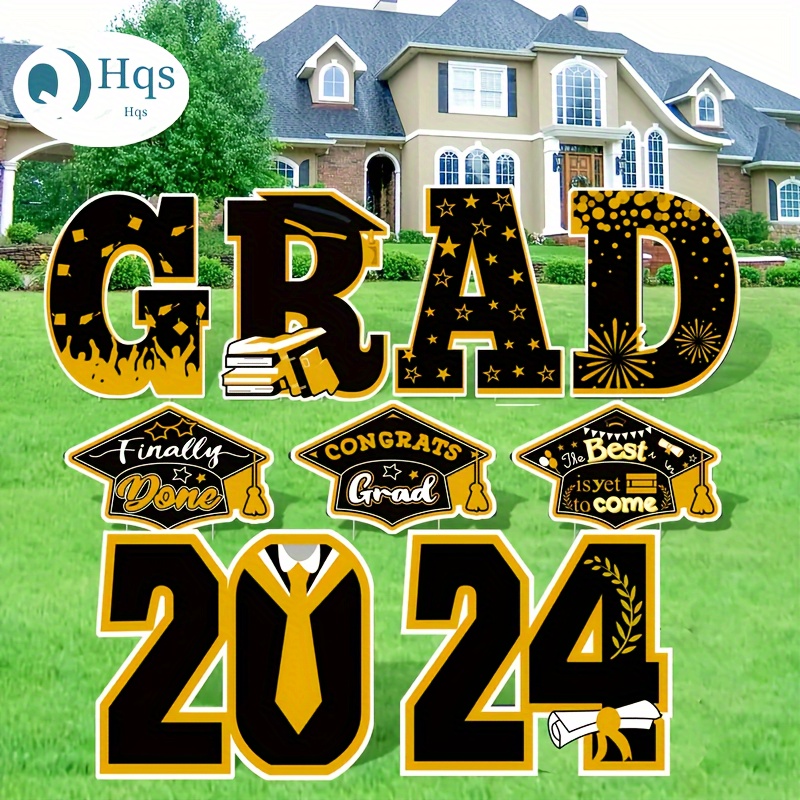 class 2024 sign stakes golden graduation season signs garden - Temu