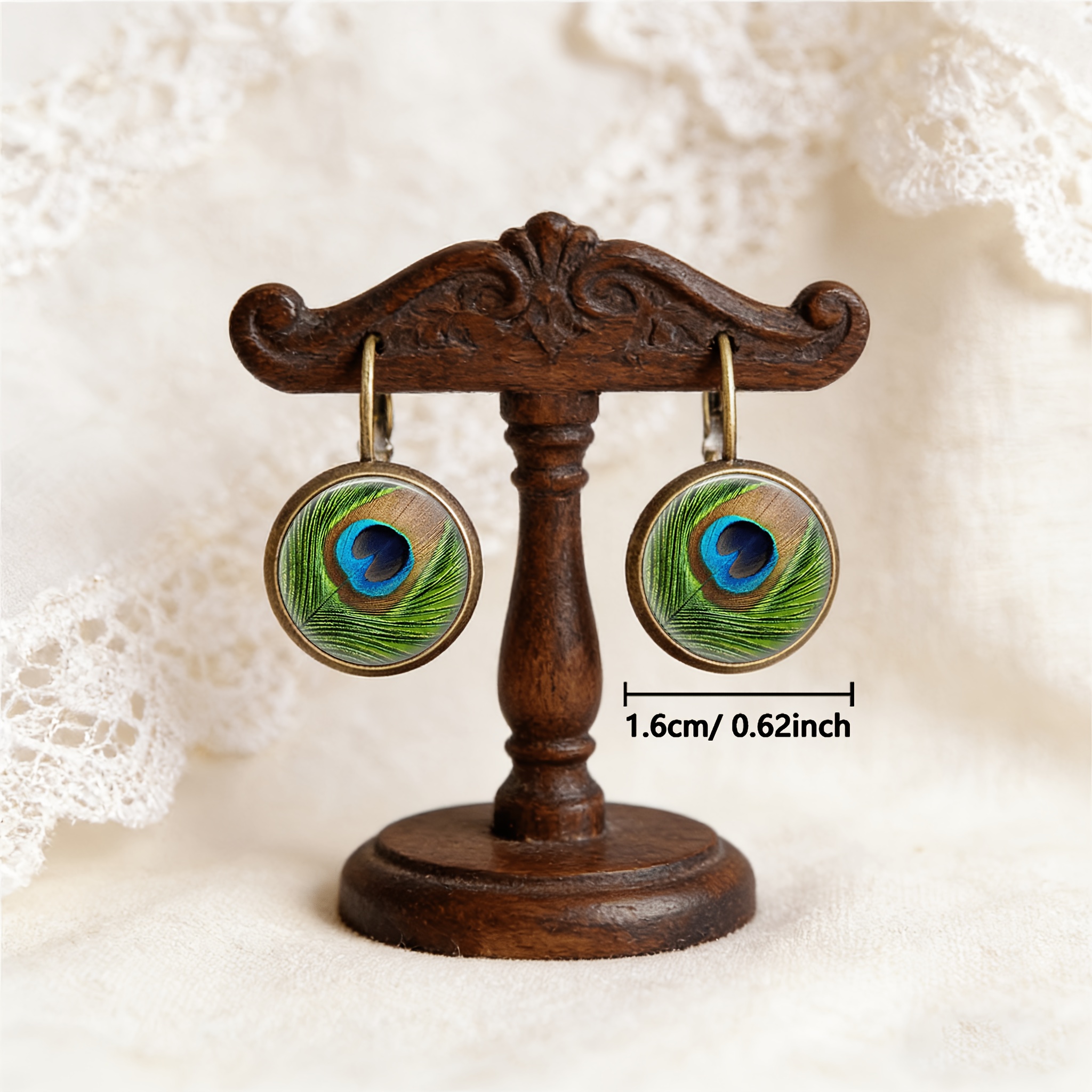 2pcs Set of Ancient Blue Round Classical Earrings