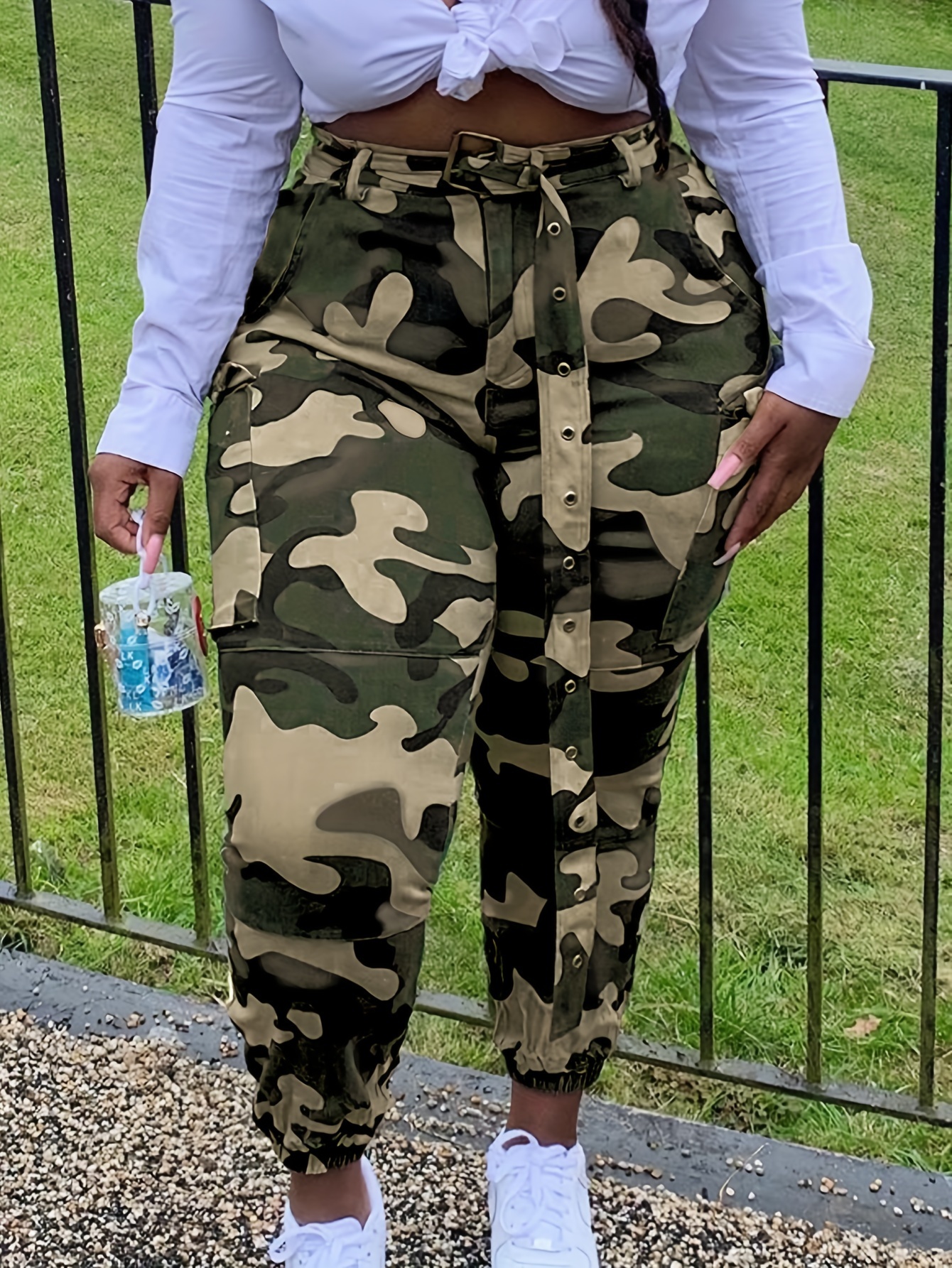 Camo Denim Women's Plus Size Camo Cargo Pants Women'S Plus