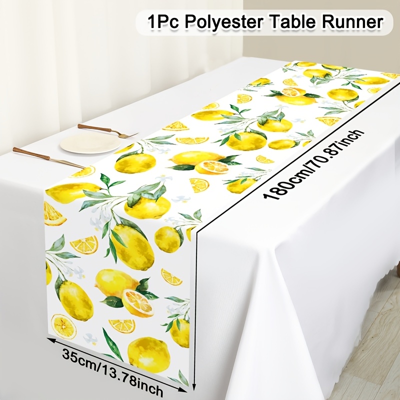 E-shop ., Tischläufer mit Aquarell-Zitronenmuster, Tischdecke mit saisonalem Frühlings- und Sommerthema für die Dekoration des Esszimmers,