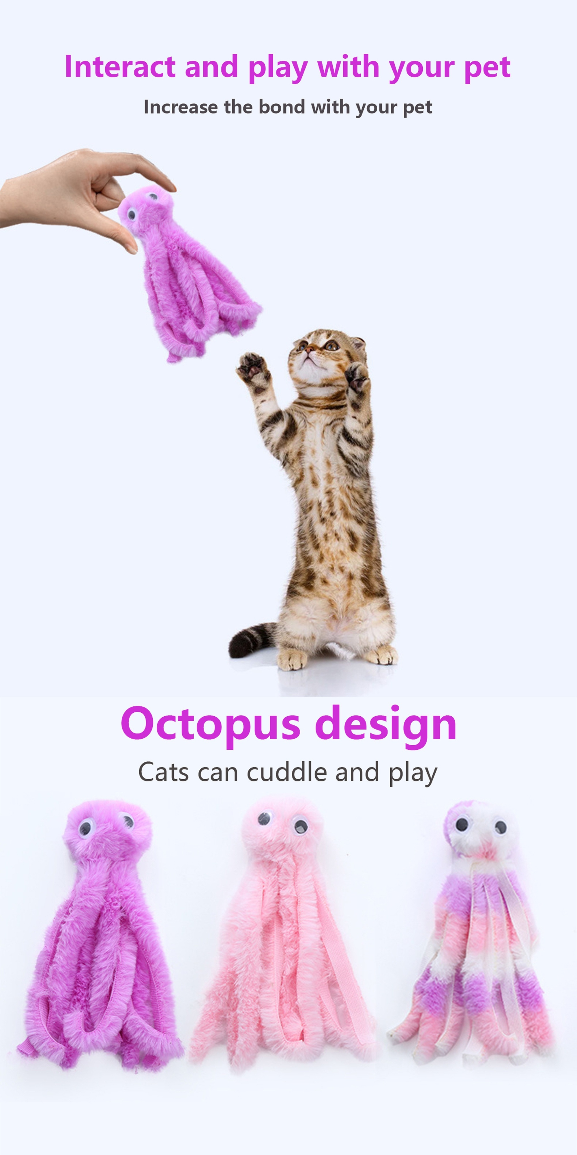 1pc/2pcs/3pcs Cat Toy, Cartoon Octopus Design Pet Toy, Chew Durable Cat Toy, Cat And Dog Interactive Supply