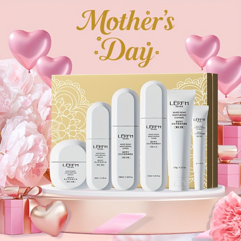 white peony firming skincare set with ginseng vitamin e and other light beige   ingredients locks in moisture for smooth and bright   suitable for oily light beige holiday gift box mothers day present details 2