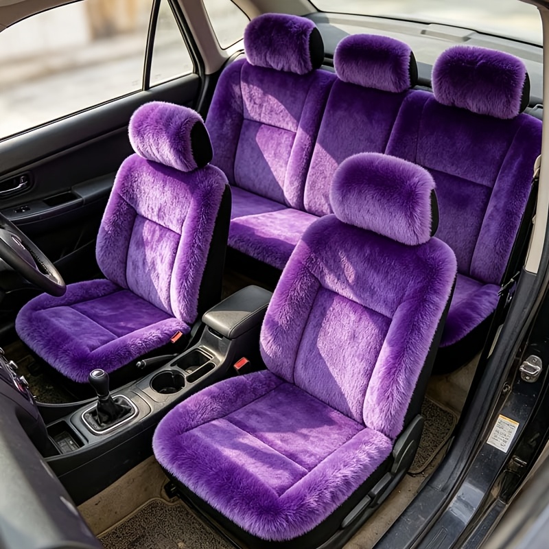 TEMU Ensemble de 9 housses de siège de voiture en peluche, housses de siège de voiture universelles d'hiver pour places, accessoires d'intérieur de