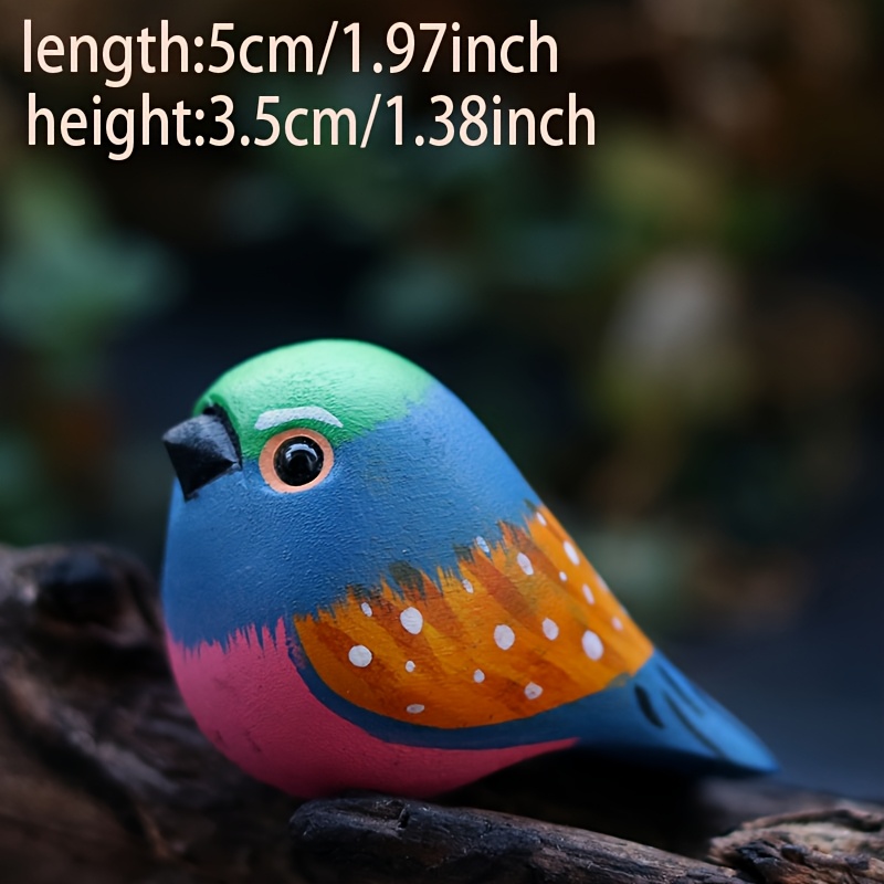 手作り】カラフルな木製鳥の像 ク な鳥の木彫り置物。 デスクトップの