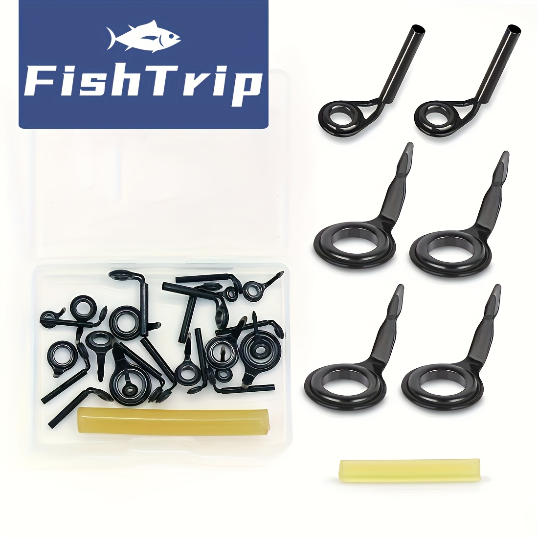 TEMU Fishtrip 26pcs Micro Fishing Rod Guides And Tips, Baitcasting Rods Guide Tip Repair Kit, Ceramic Rings Replacement Kit