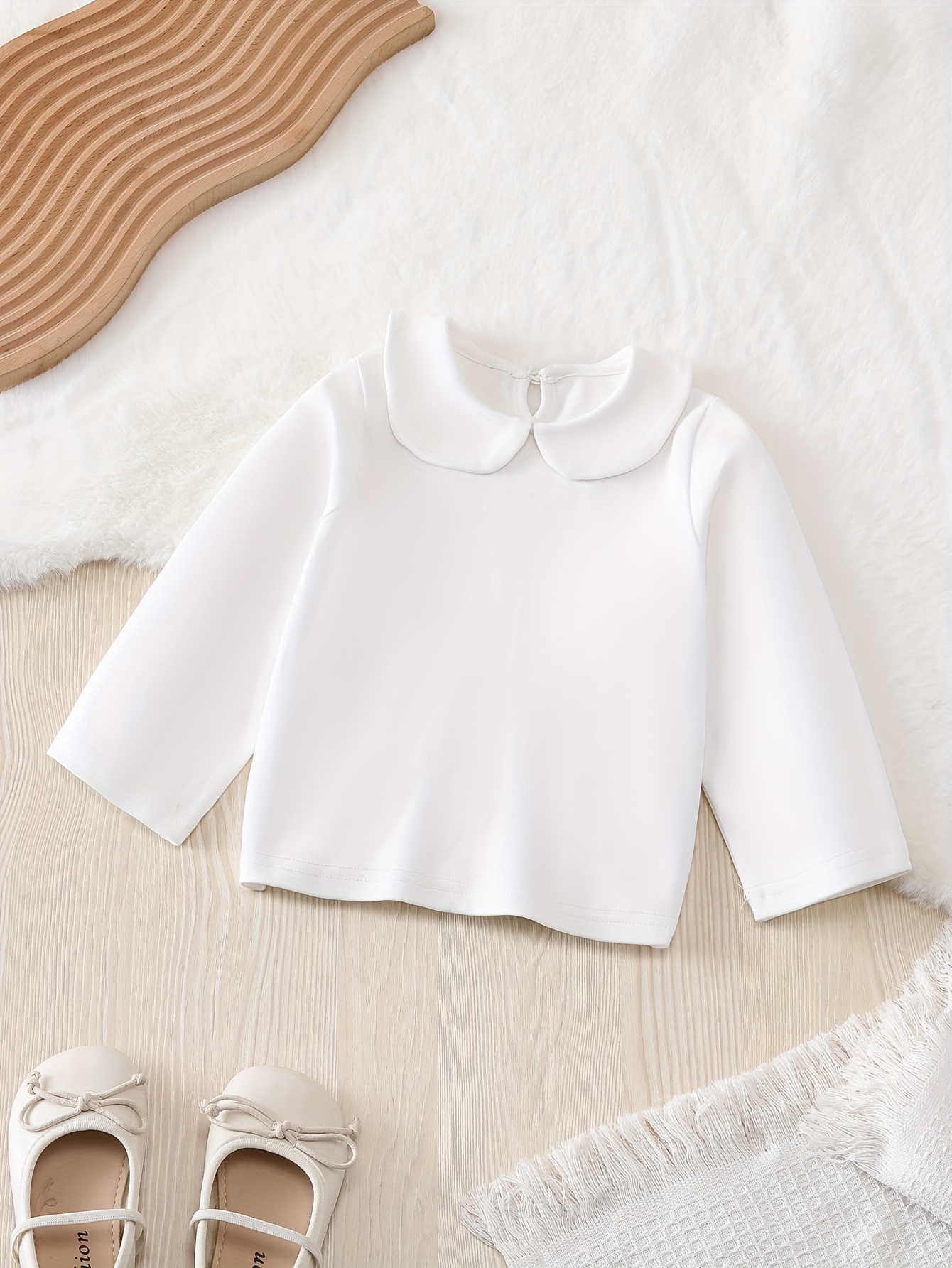 Baby Girl Lapel Collar Button-Down Belted Solid Color Long-sleeve Shirt Jacket