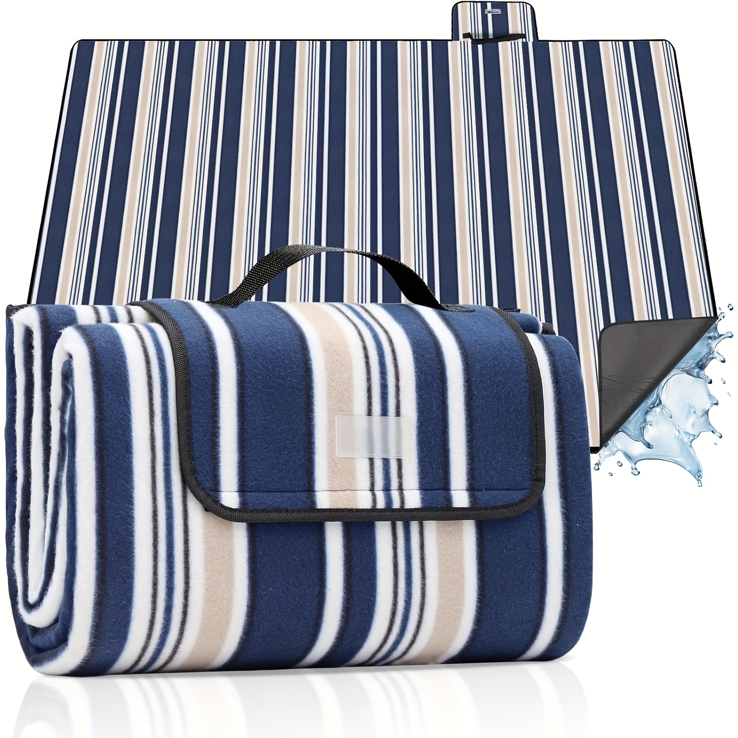 E-shop Picknickdecke 200 x 200 cm, Sandabweisende Strandmatte, Campingdecke faltbar gepolstert für Outdoor-Camping, Strand & – Polyester