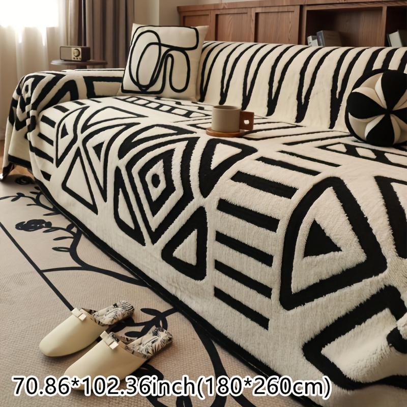 TEMU 1pc Modern Bohemian Sofa Cushion Cover Suitable For , Pet-friendly Non-slip Machine Washable Soft Cover With Graffiti Line, Fit For