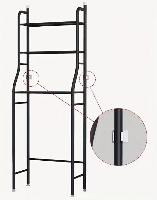 over the toilet storage rack metal freestanding bathroom organizer with hooks no drill installation multi tiered shelves for toilet and washing machine space saving design   ideal for towels toiletries decorative items freestanding shelves modern bathroom decor sturdy metal construction bathroom storage Product details 3