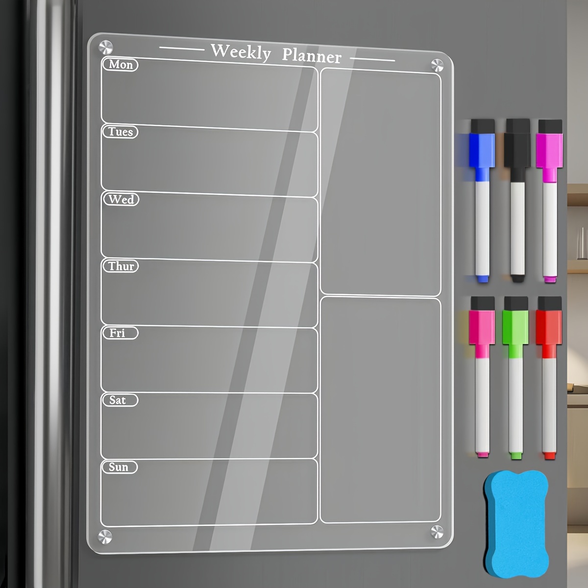 Dry erase Menu on sale Board - Meal Planner - Weekly planner - Acrylic fridge calendar - Lucite calendar - Dry erase calendar - Weekly calendar.