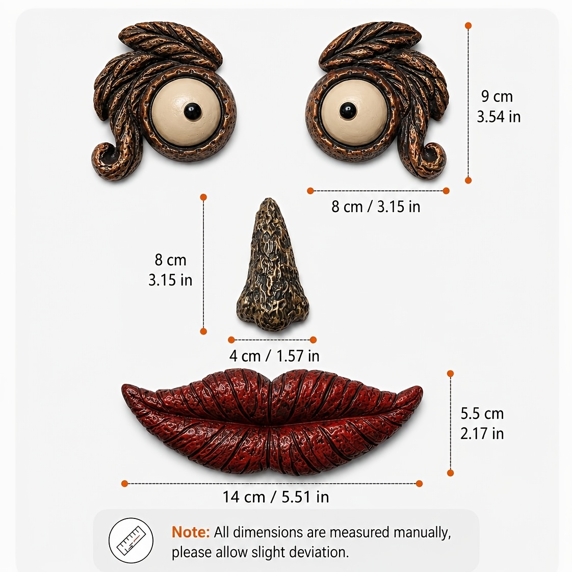 TEMU 4pcs Whimsical Tree Face Decor Funny Outdoor Tree Decoration With , Long Nose And Red Lips, Rustic Garden Wall Art For Yard, Fence, Patio And