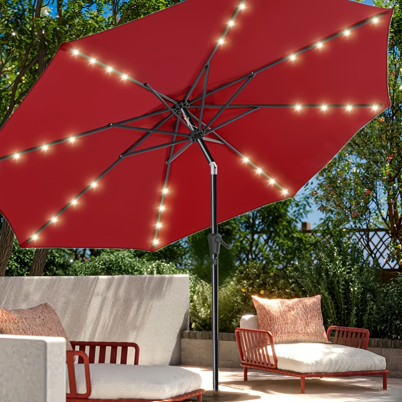 10ft solar patio umbrella 32 led lights outdoor - Temu