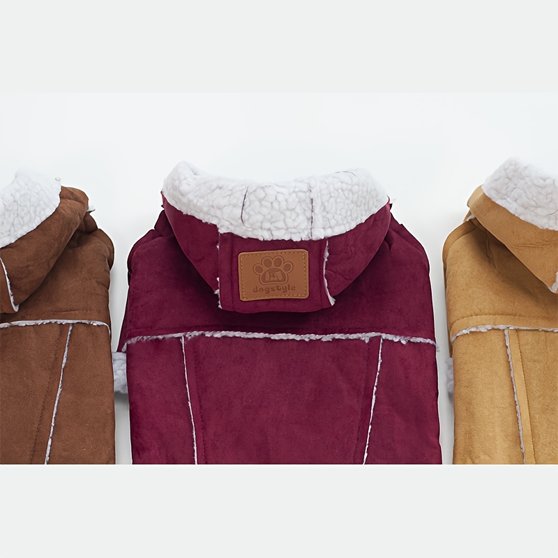 british style real fur like look winter dog jacket with sheep lining adjustable hooded collar button front closure poodle like pomeranian like small medium dogs cats outerwear cozy cold weather warm coat no Product details 8