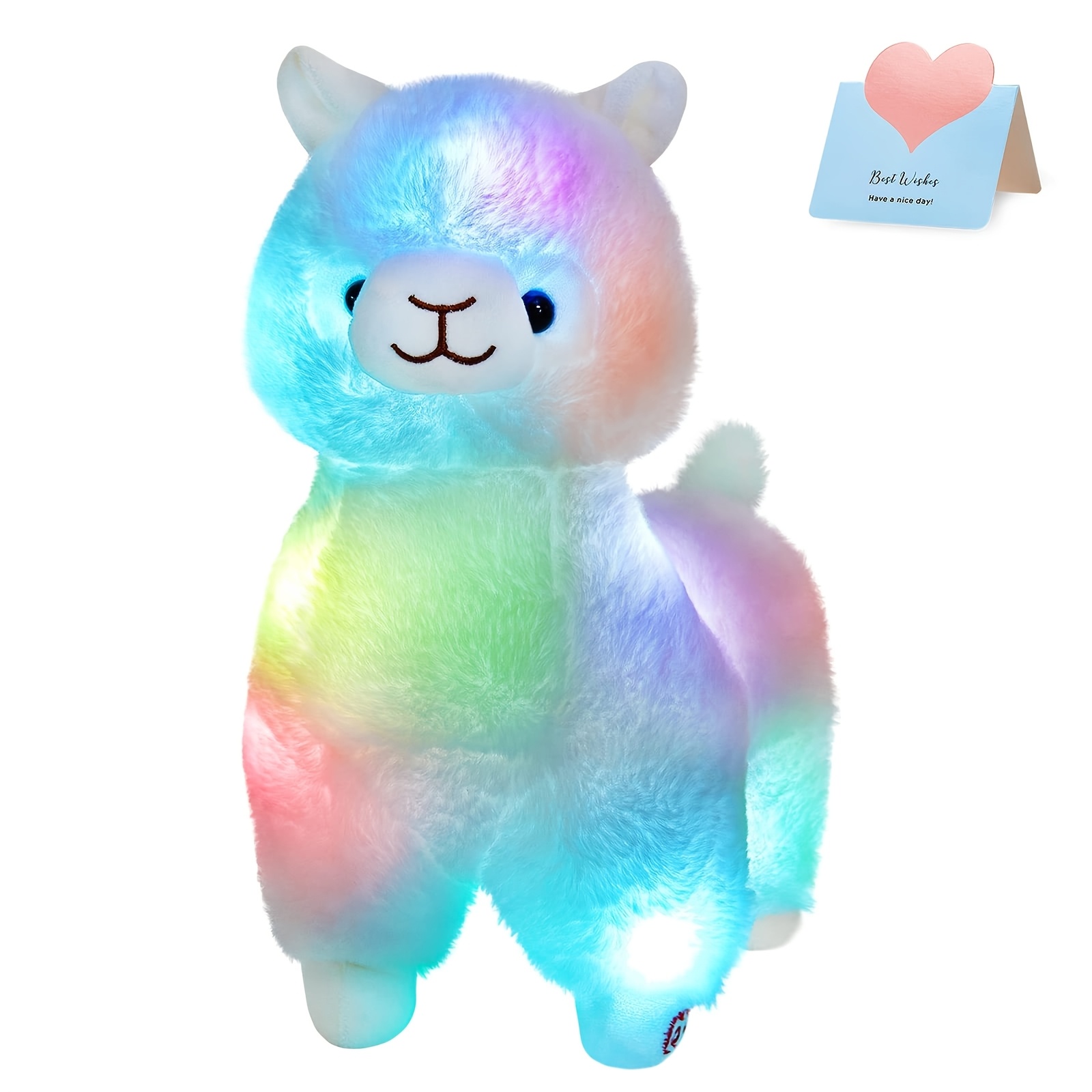 TEMU Peluche Blanc Lumineux ( Pile), un Animal en Peluche et Doux avec une Fourrure Lumineuse, Parfait pour la Décoration de Chambre et comme Cadeau