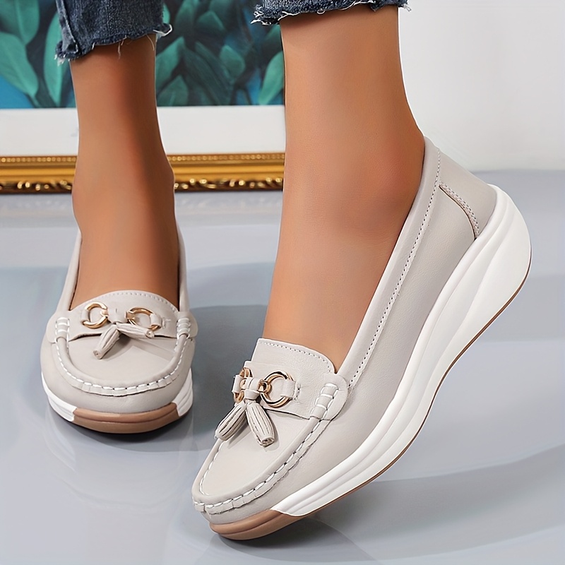 New Autumn Winter Womens Loafers Moccasins Tassels Thick