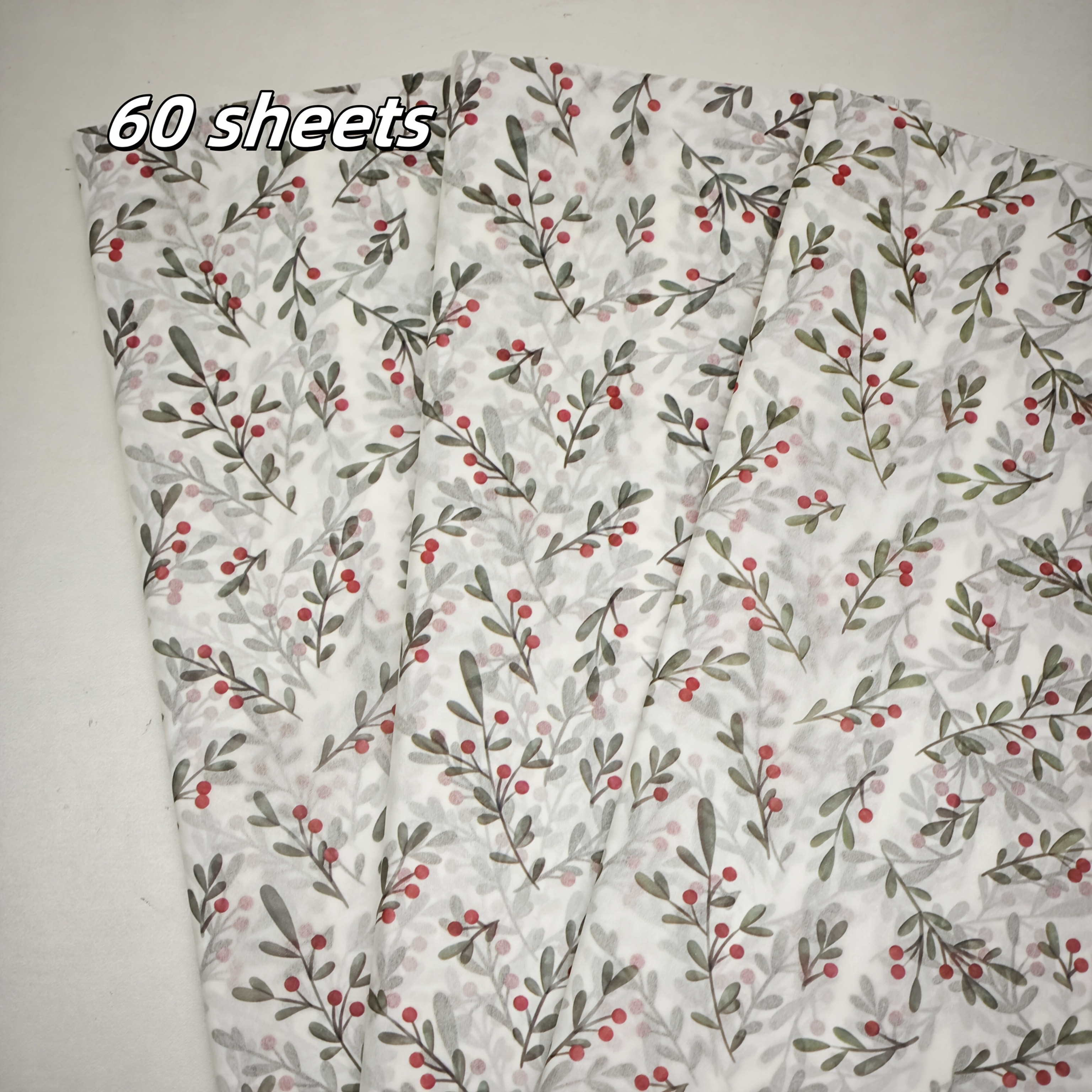 TEMU 20/60 Sheets, Holly Seed Pattern Tissue Paper, 20x14 Inches, Tissue Paper, Suitable For Gift Packaging, Clothing Moisture Protection, Red Wine