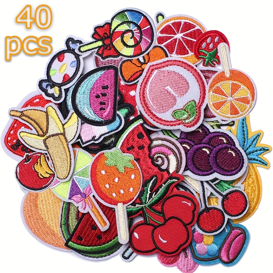 Image of Set Of 40 Fruit-themed Embroidery Patches For To Clothing, Bags, Hats, And Other Stylish Decorative Items