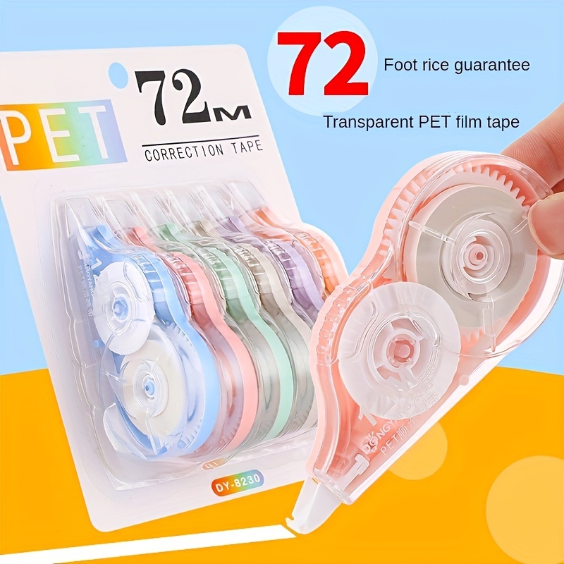 

6-piece Large Capacity Correction Tape - Durable Abs Material, Affordable & Stylish Study Essentials