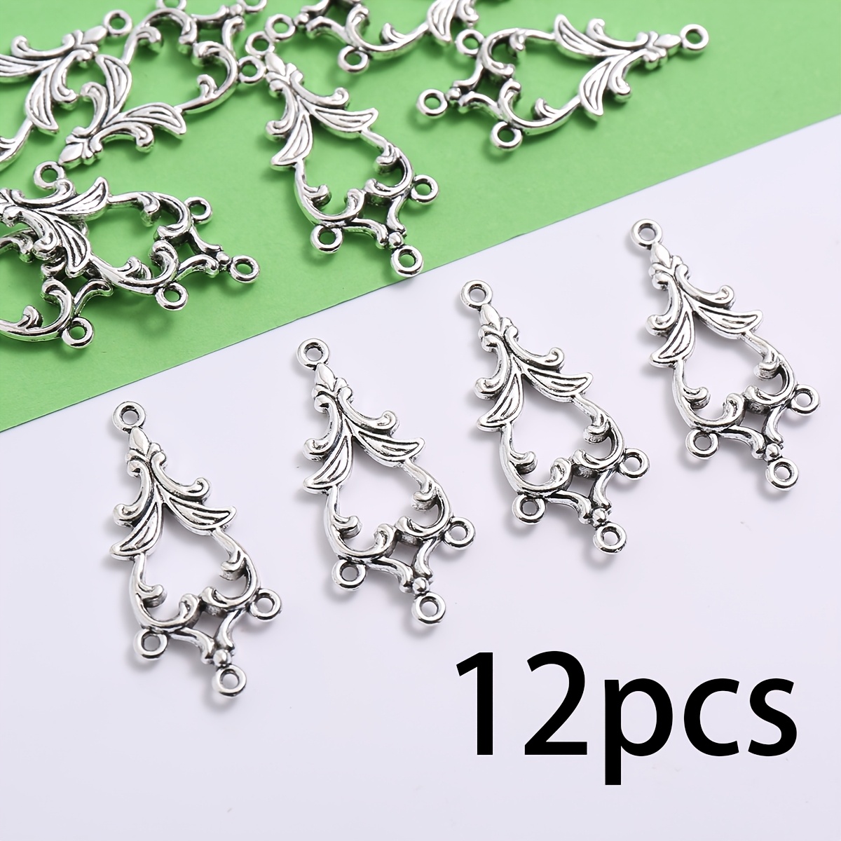 TEMU 12pcs European Style Scroll Grass Clover Multi-ring Connector, Hollow Vine Flower Leaf Multi-hole Retro Design, Suitable For Bracelets,