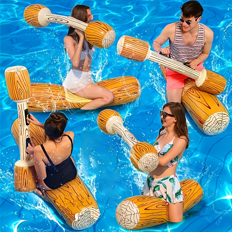 4/2pcs Inflatable Floating Combat Rafts for Adults - 2025 New Design Mixed Colors, Durable Pool & Beach Water Sports Toys for Group Games, Summer Parties, Lake Activities