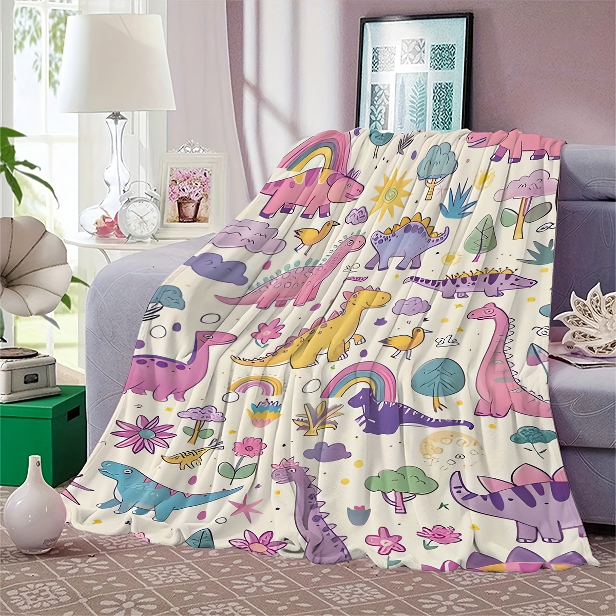 Cartoon Dinosaur Fleece Blanket