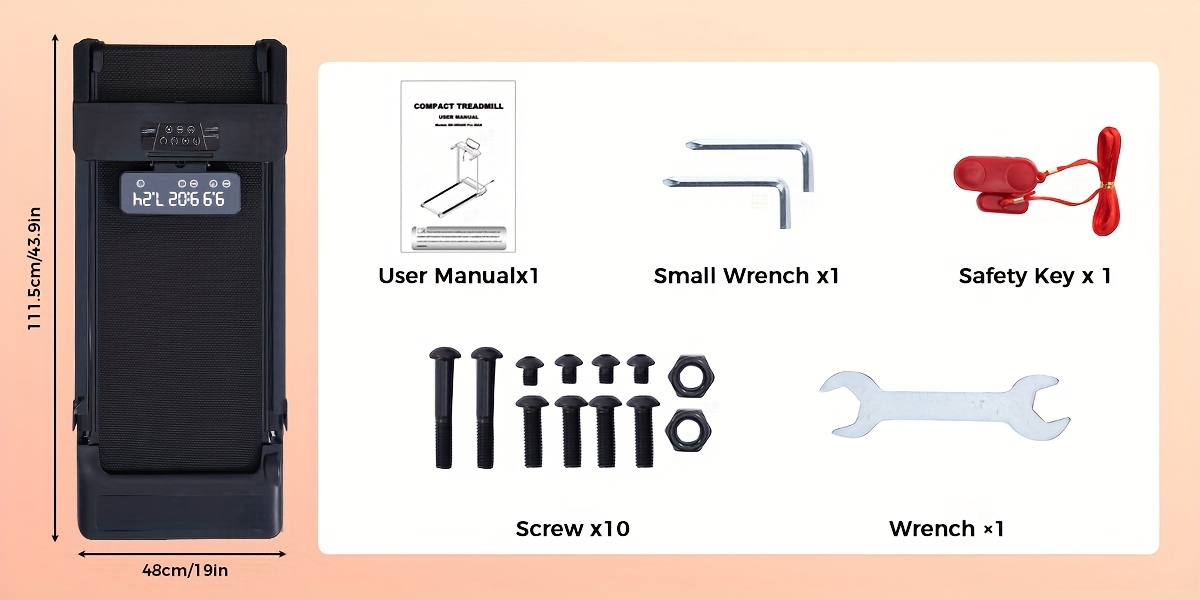 Treadmill With Handles, Small Treadmills Home, Portable Electric Treadmills For Home 400Lbs Capacity, Walking Pad Treadmill, Lightweight Folding Foldable Walking Pad With LED Display, Without Battery