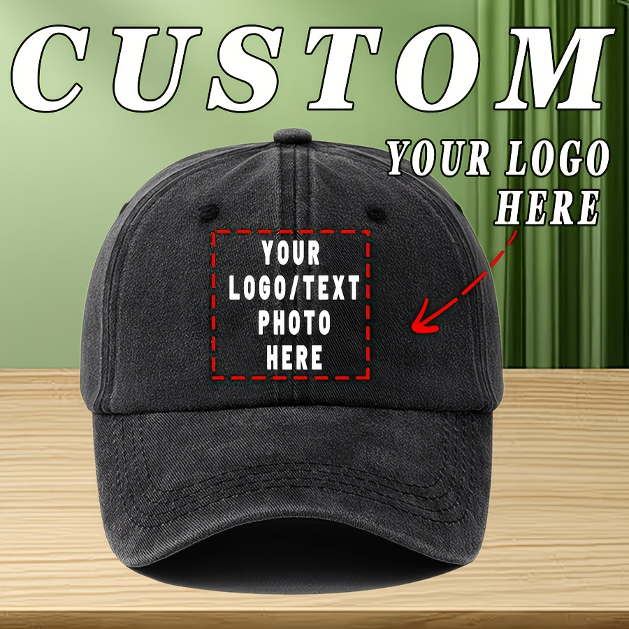 TEMU Casquette de baseball style vintage avec logo/photo personnalisé - Chapeau de , chapeau pour la pêche et les activités de , Fête des pères