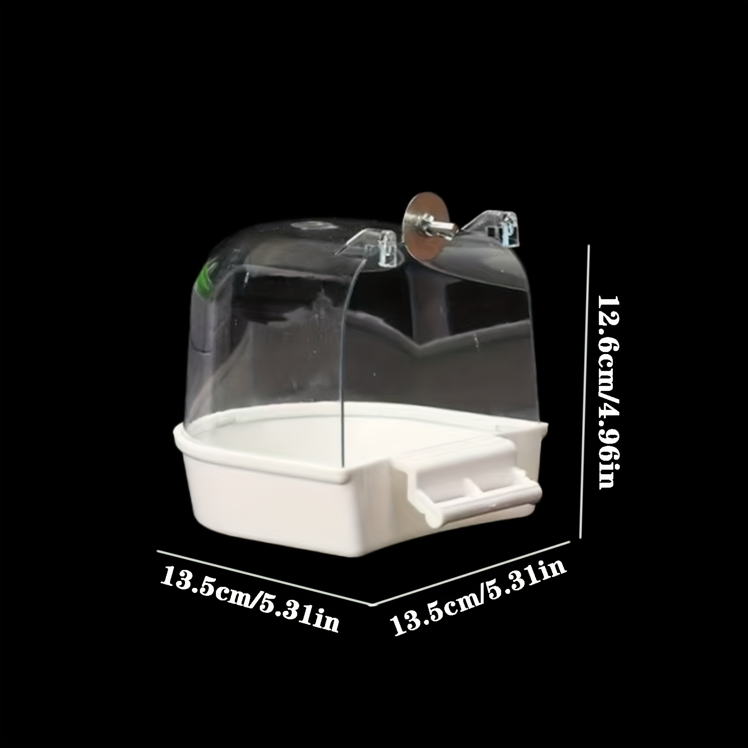 TEMU Large Bird Bathing Tub For Parrots - Transparent Shower Enclosure With Anti-splatter Design, Durable Pp Material, Handles, Ideal For Budgies, Lovebirds, And Cockatiels