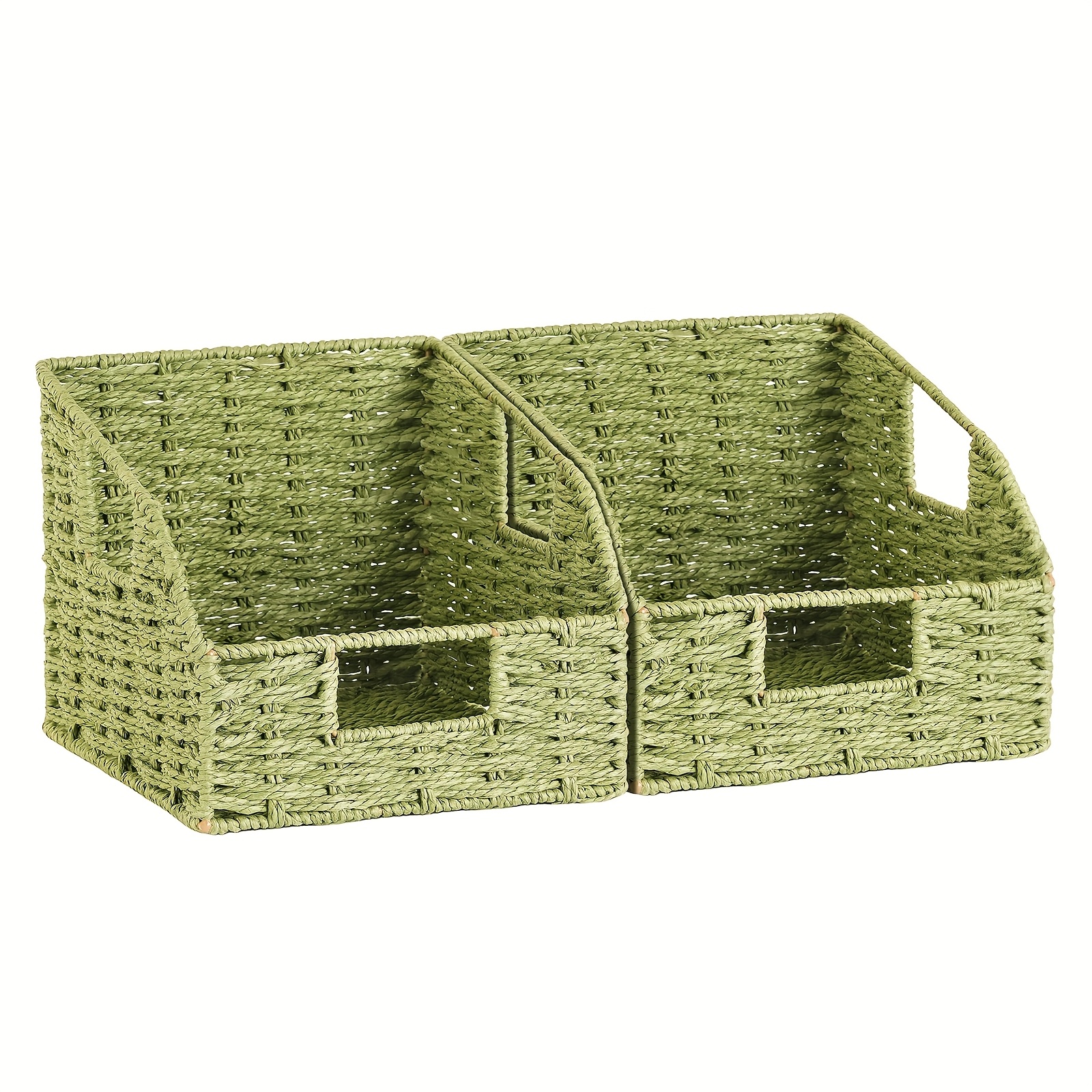 TEMU 2pcs Baskets For Organizing Pantry Baskets For Organizing, Paper Rope Baskets With Built-in Handles, Shelf Baskets