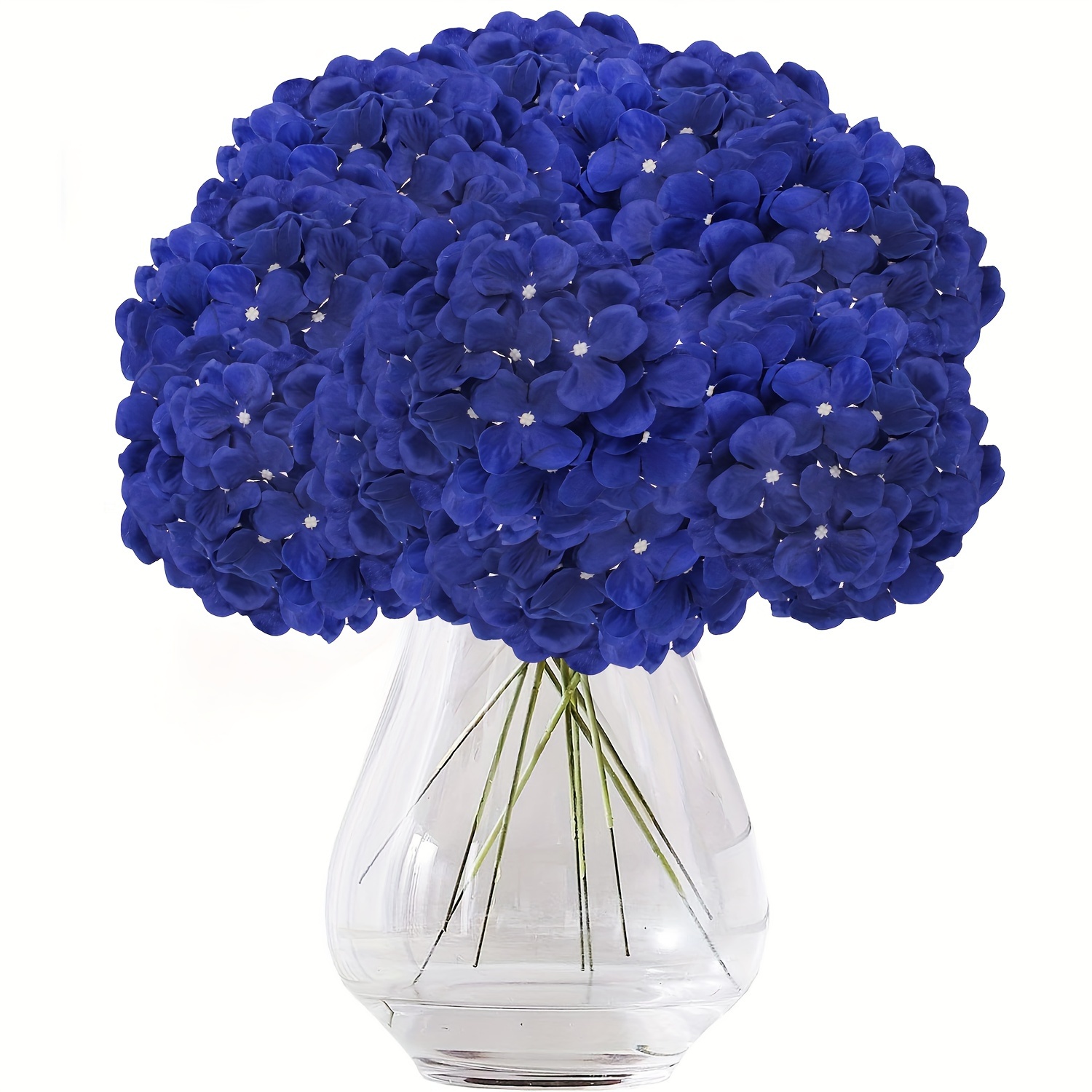 

12pcs. Artificial Navy Blue Hydrangea Fabric Flower Heads With Stems - Wedding Centerpieces, Home Garden, And Party Decorations