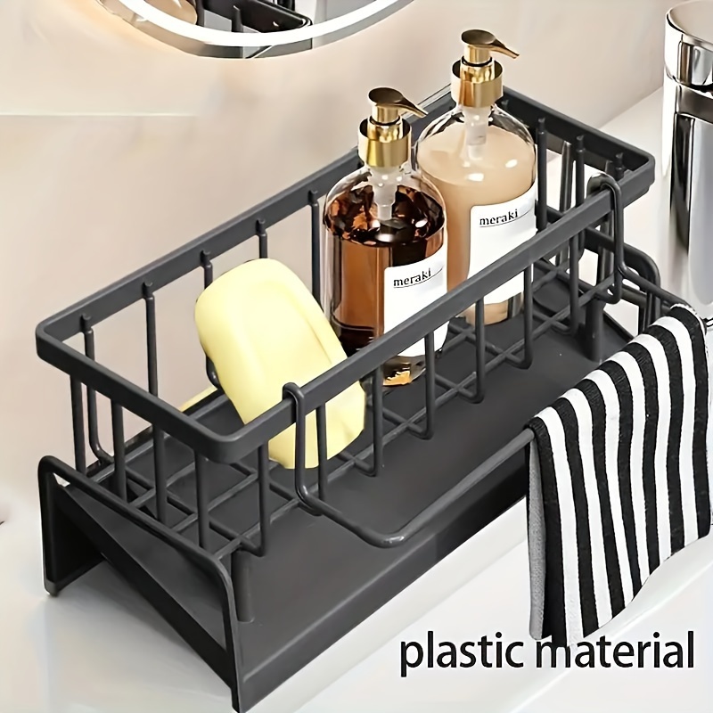 TEMU Plastic Drain Rack, Automatic Drain Dish Drying Rack, -draining Soap And Sponge For Countertop Storage ()