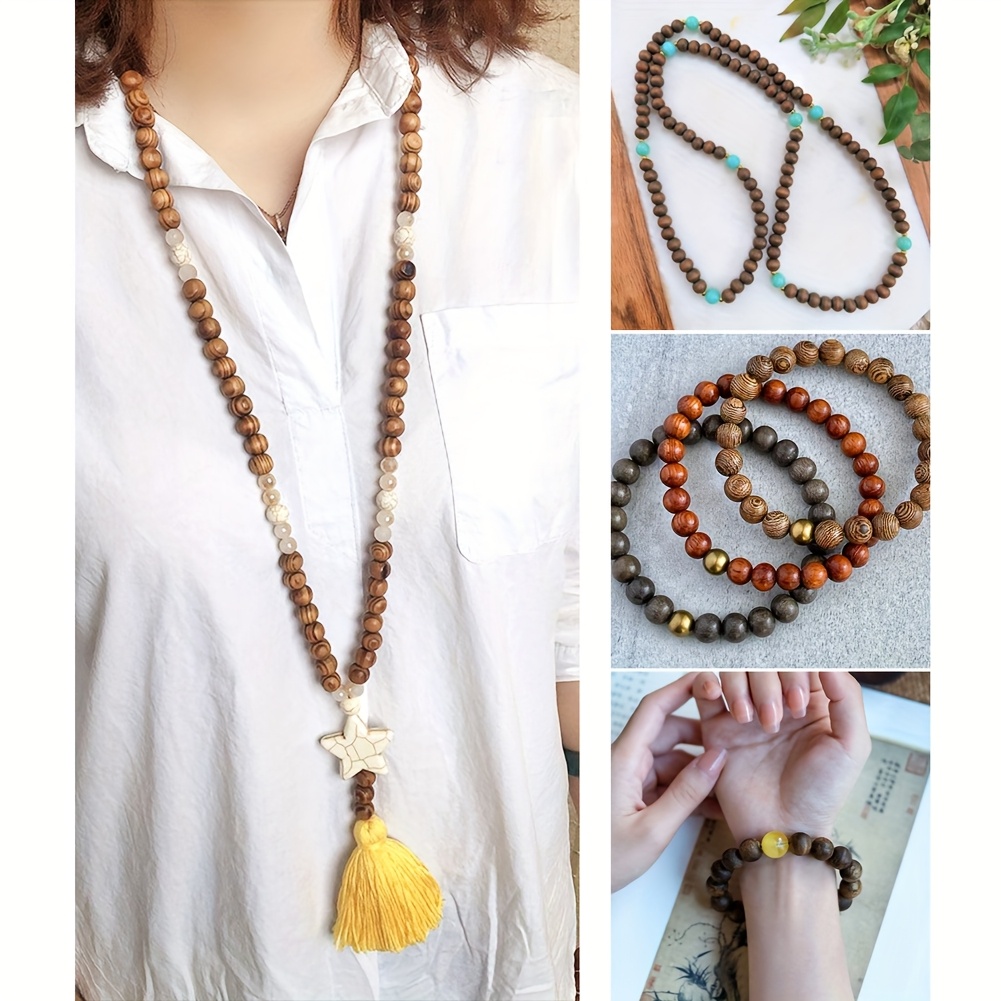 Wood Round Beads, 5 Strand for DIY Jewelry Making