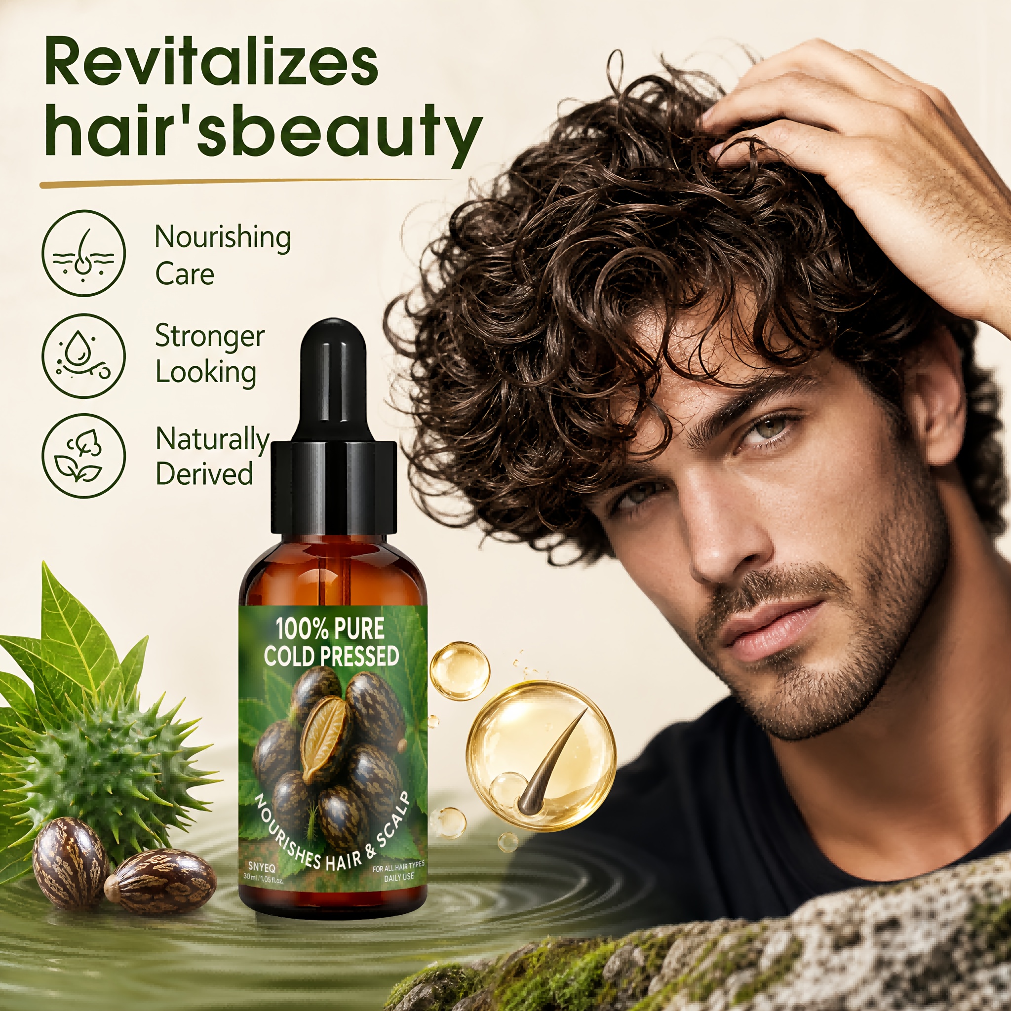Strengthen Hair Serum With Biotin, Ginger & Rosemary - Long-lasting Penetration - For Revitalizes Hair & Damaged Hair Care - Unisex Formula 30ml/1.05fl.oz. Strengthen Hair, Split Ends, Make Thin Fully