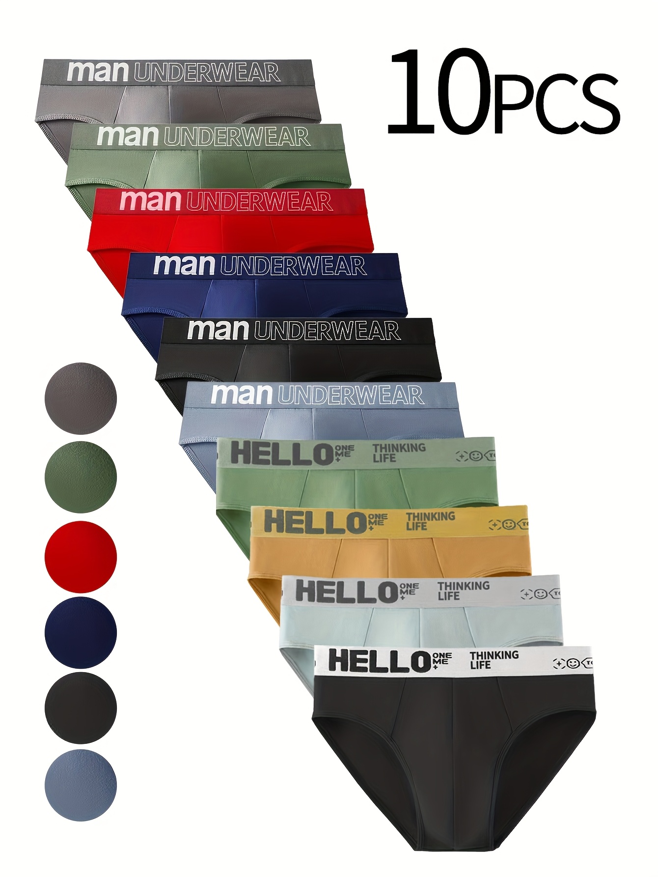 10pcs mens briefs comfortable stretch underwear with hipster design assorted colors sizes durable polyester fabric for casual wear comfortable underwear trendy mens briefs durable polyester brief