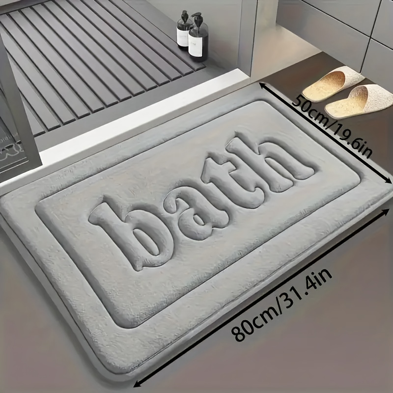 

1pc Memory Foam Bath Mat, Rectangular Polyester Carpet With Pvc Rubber Bottom , Non Slip, Stain Resistant, Absorbent, Foot Massage, Geometric-pattern, Low Pile, Machine Made, 1.2cm Thickness