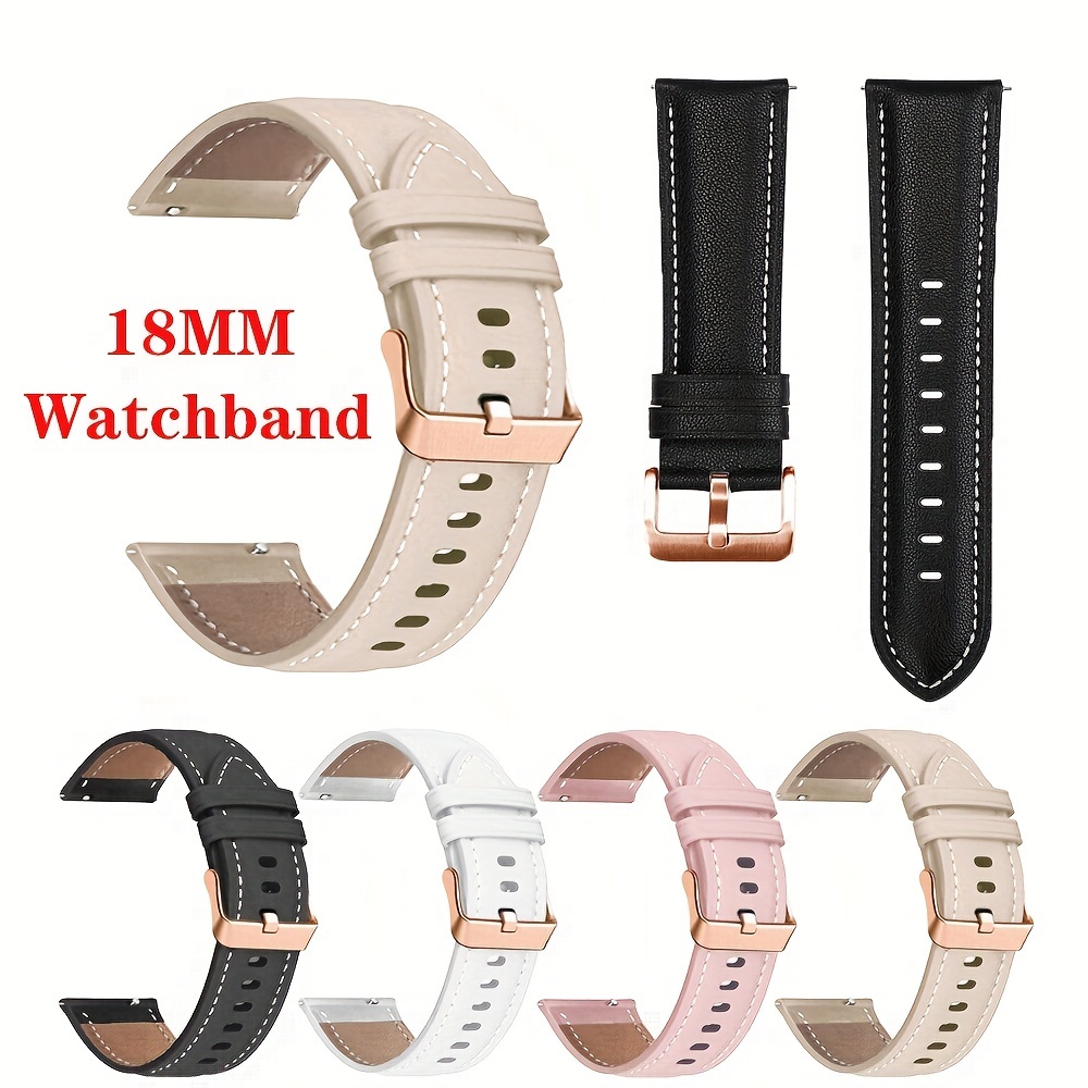 

1pc Leather Watch Band, 18mm Strap With Stainless Steel For Garmin 3s/4s, 3s/2s, 3s, 255s/265s, 41mm, B5, S1 - Classic Look &