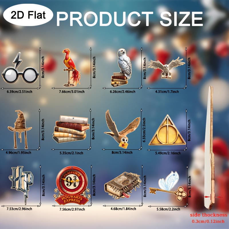 TEMU 2d Flat, 2d Flat 12pcs/set Of Wb -themed Wooden Christmas Ornaments, With Strings, Perfect For Decorating Christmas Trees, Doors, And Windows-a