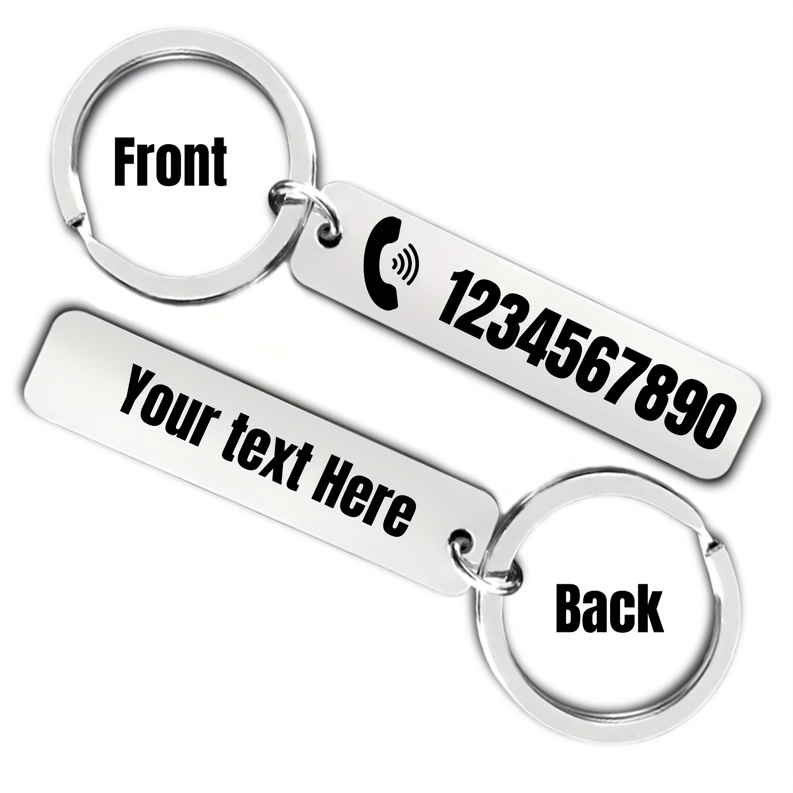 

Custom Engraved Stainless Steel Keychain - Personalize With Name & Phone Number, Anti-lost Dual-sided Design, Ideal For Events & Parties, Cute Keychain