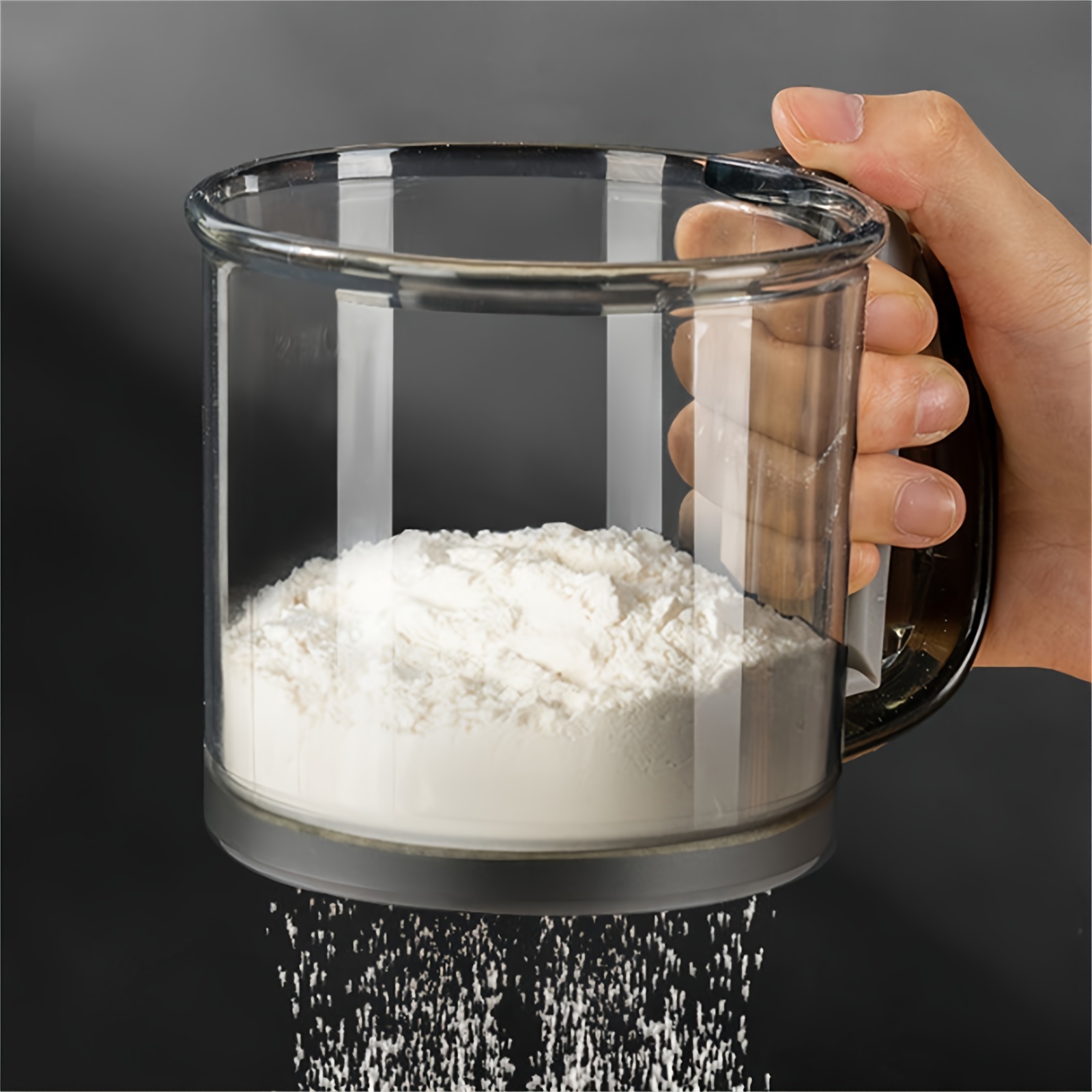 TEMU 1pc Flour Sieve, Semi-automatic Handheld Flour Sieve, Baking Tool, Hand Flour Drying Filter Screen, Spring Handle