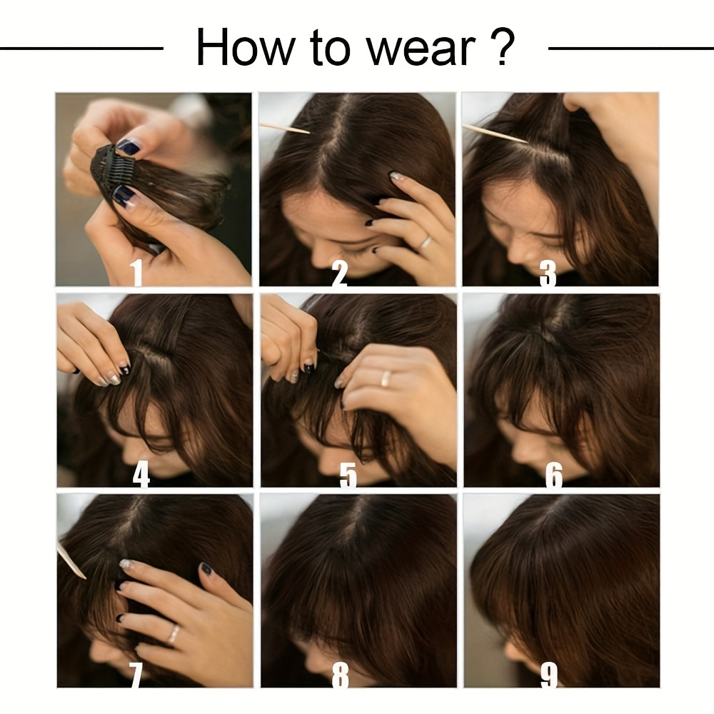 clip in bangs invisible seamless lightweight 100 human hair wispy bangs with sideburns natural curved hair extensions for women daily wear stylish look stylish hair accessory natural   lightweight hairpiece hair extensions details 7