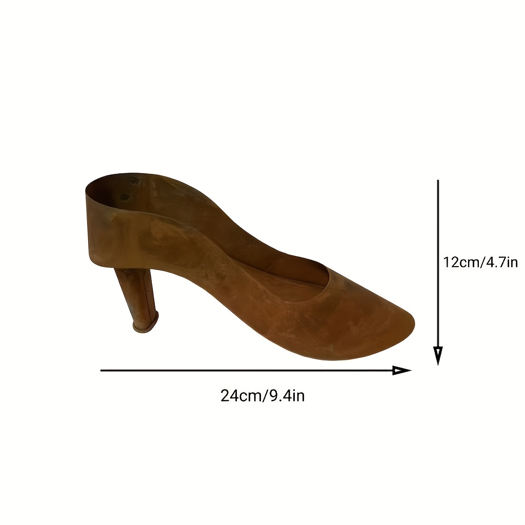 Image of 1pc Vintage Rust High-heel Shoe Planter - Metal Flower Pot Suitable For /outdoor Use, Balcony,, Desk - Retro Plant Container For Small Plants
