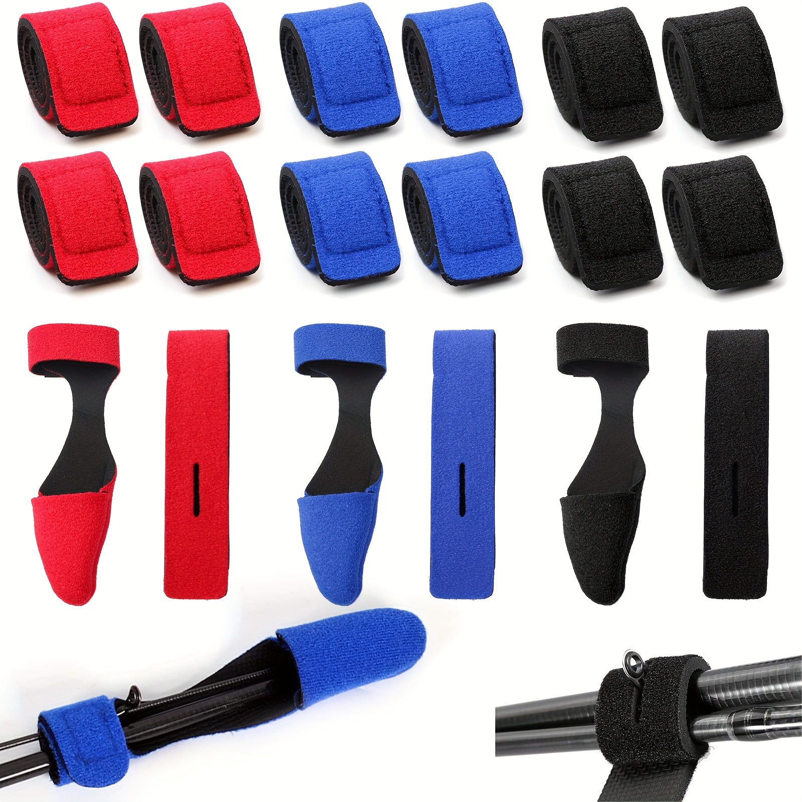TEMU 15pcs Fishing Rod Straps, Elastic Fishing Rod Straps, Adjustable Straps, Hooded Fishing Rod Straps, Soft Fishing Additions For Tying Fishing