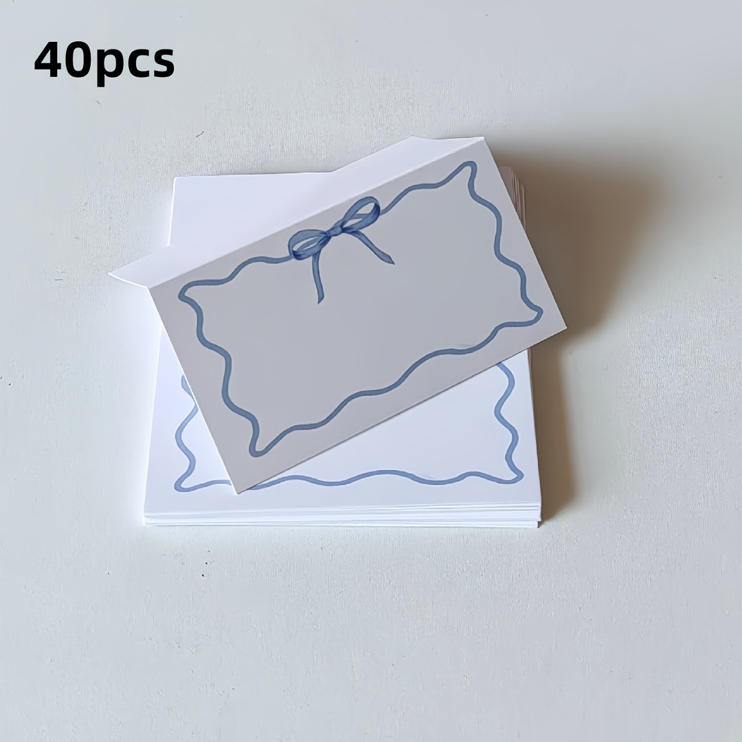 E-shop 20/40 OCS, Tischkarten, blaue Schleifenfaltkarten, Hochzeitsnamenkarten. Geeignet für Anlässe wie Hochzeiten, , Geschenkkarten, Geburtstage,