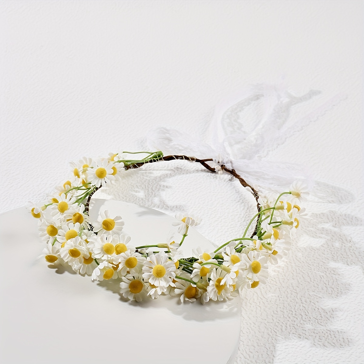 

Chic Daisy Bridal Wreath Headpiece - Polyester Floral Crown For Weddings, Photoshoots & Graduation Parties Wedding Dresses For Bride Bride Accessories