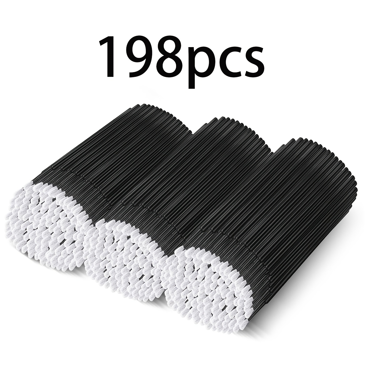 TEMU Set van 198 zwarte microkwastpuntjes voor wimperextensions, nagellak en kleine oppervlakken, compatibel met precisie verfapplicators met fijne ,