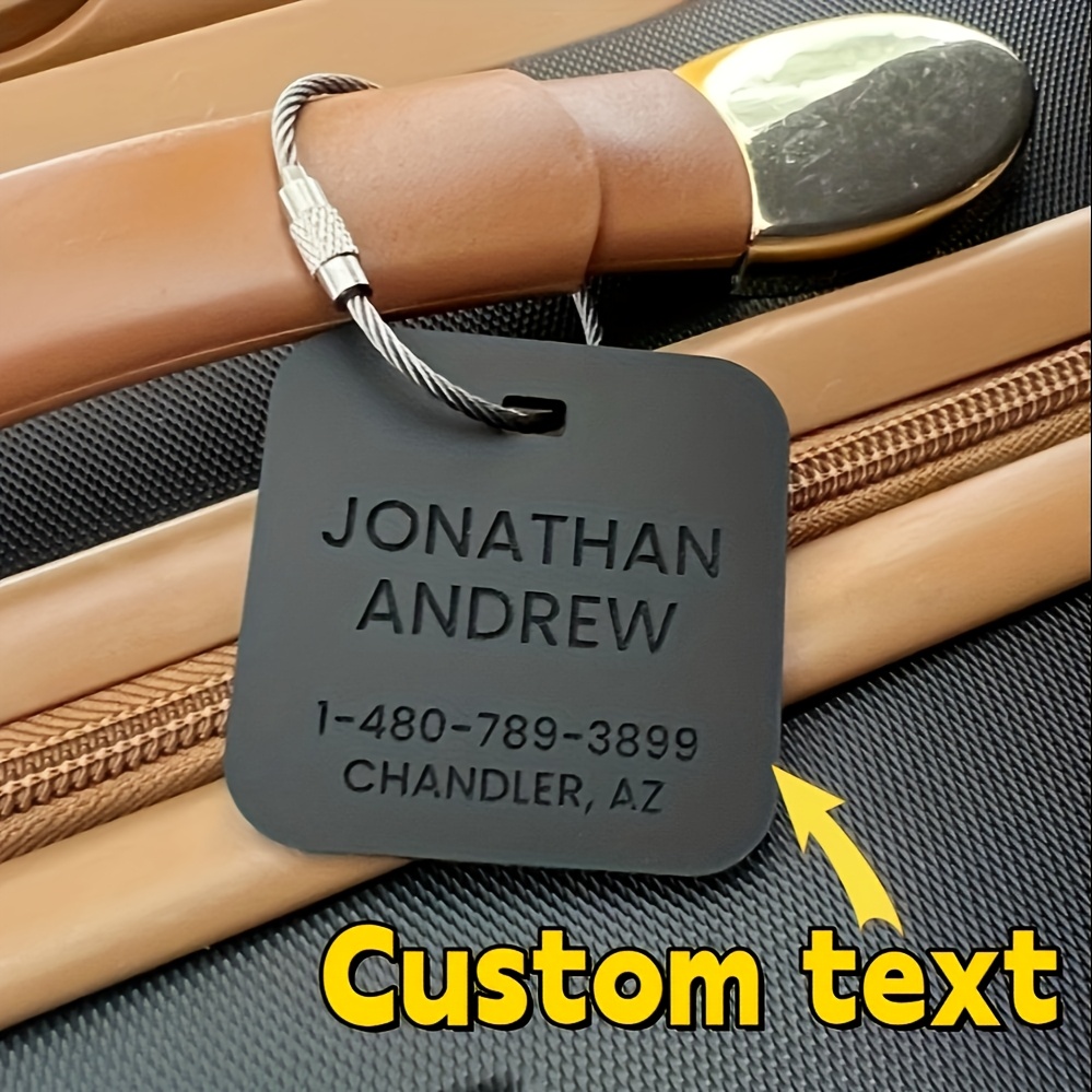 

Custom Engraved Stainless Steel Luggage Tags - Personalize Your Travel Bag With Laser-cut Text, Tsa Approved, Elegant Tags Suitable For Backpacks And Suitcases.