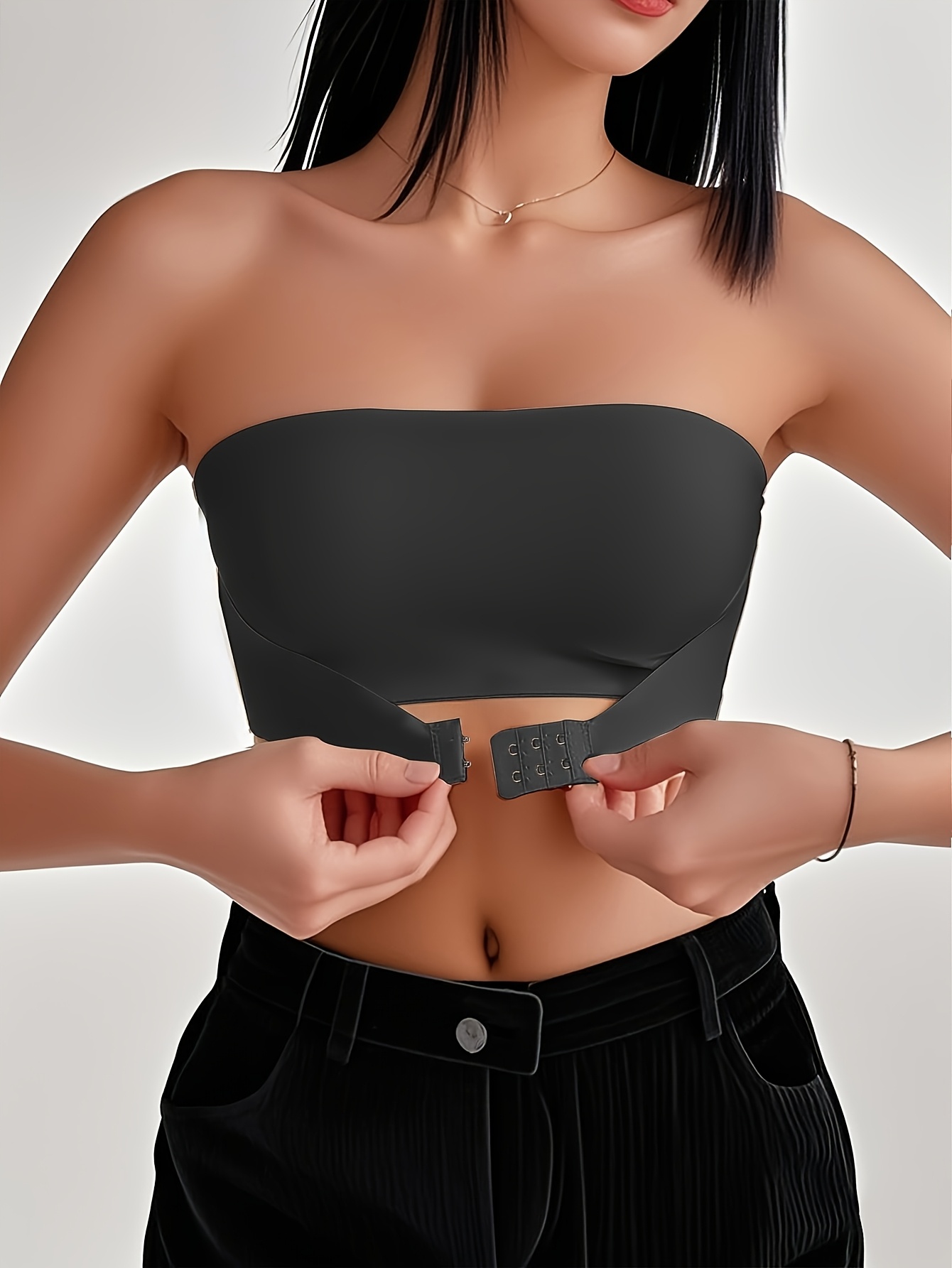 1pc of Women'S Seamless One-Piece Bra Tube Top, Seamless Strapless Bra, Fabric, Non-Slip, No Steel Ring, Front Closure, Invisible Design