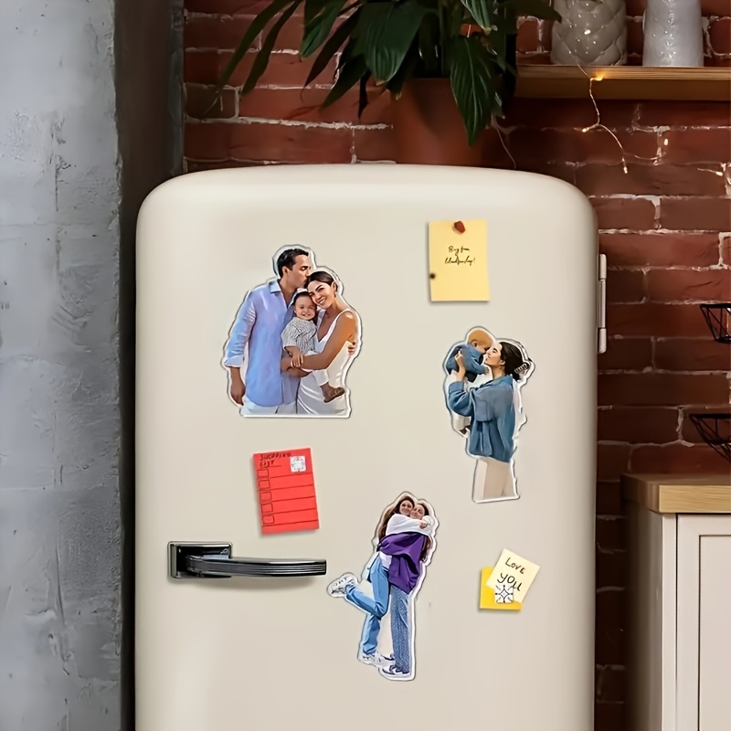 TEMU [custom Acrylic Fridge Magnet] 1pc/2pcs Custom Acrylic Fridge Magnet - Personalized Photo Souvenir For Families, Pets & Couples, Rectangular