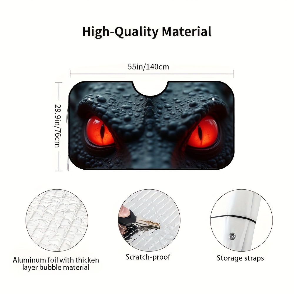 E-shop 1pc Auto-Fenster-Sonnenschutz mit roten Augen -Design - Faltbarer UV-Schutz & Wärmeblockierung, 4 kostenlose Saugbeutel, strapazierfähiges