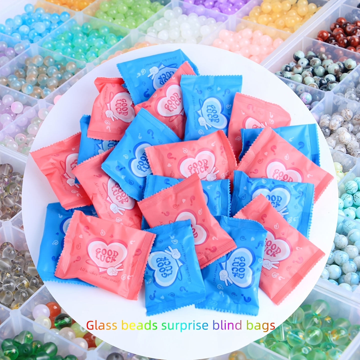 

Bags Filled With Glass Beads In Quantities, Offering A Surprise For Projects. Bag Contains Around 25pcs In Assorted Colors, With Displaying Just A Portion Of The , Making For Holiday Gifts.